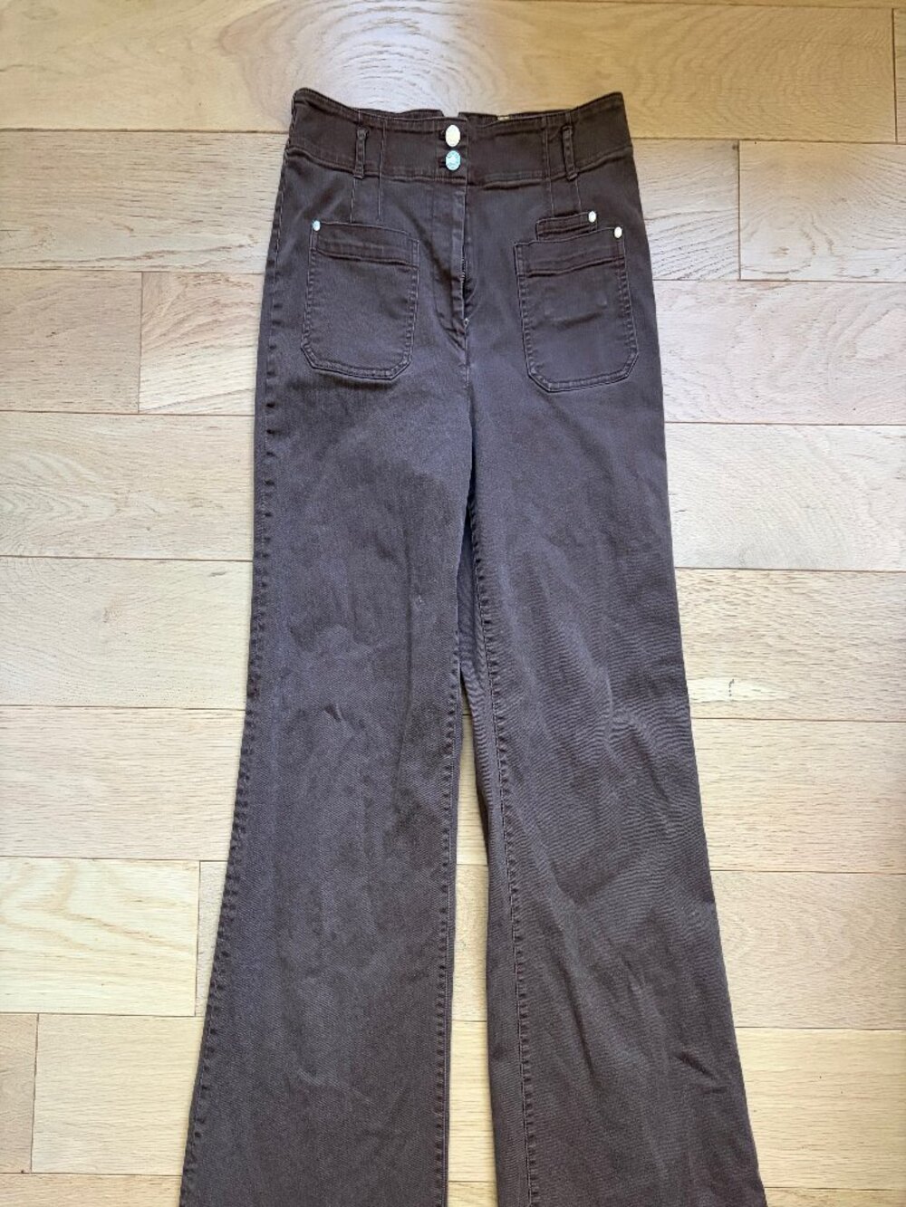 Maeve Anthropologie Brown Flare Pants Size 10 Tall High Rise